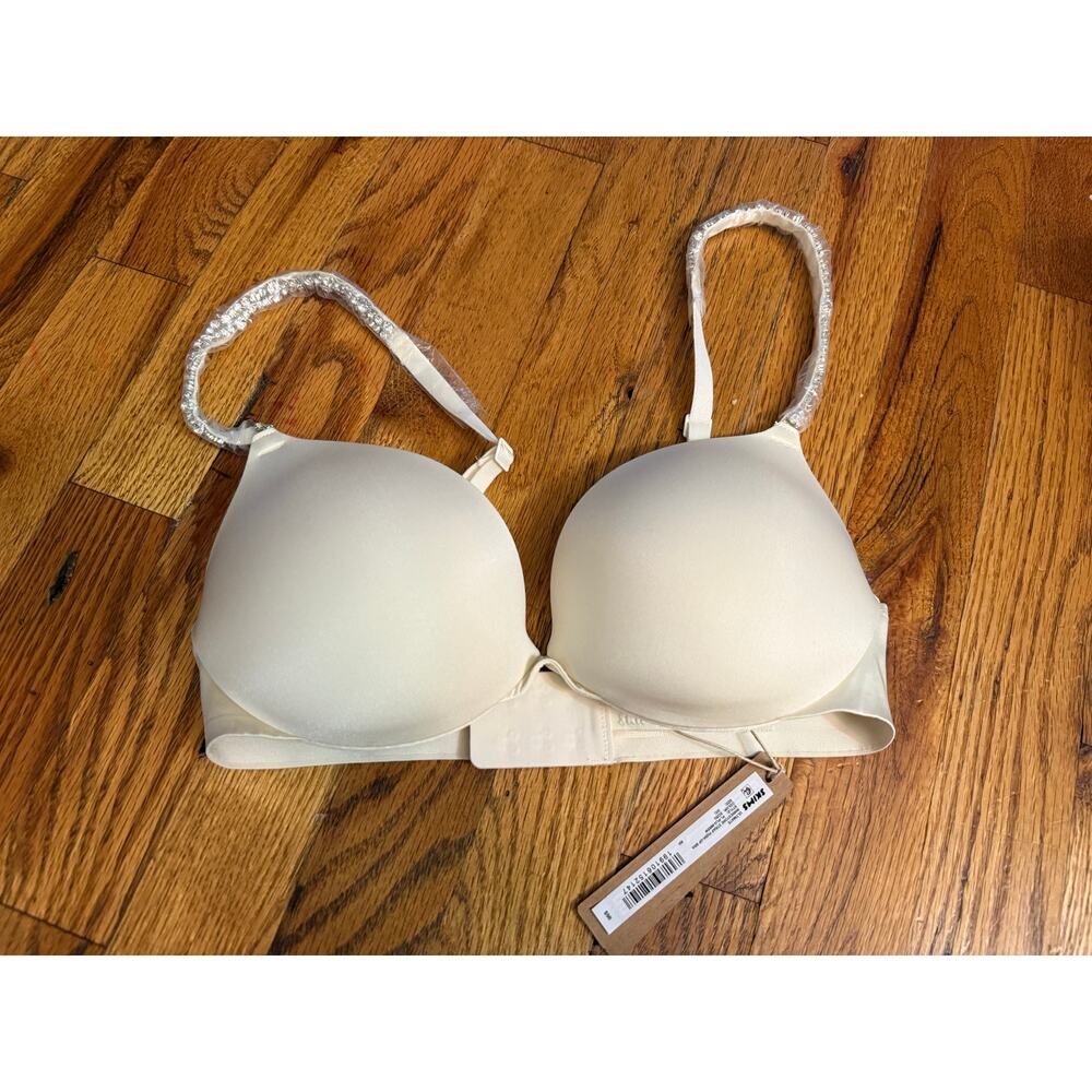 Skims White Padded Rhinestone Pushup Bra NWT